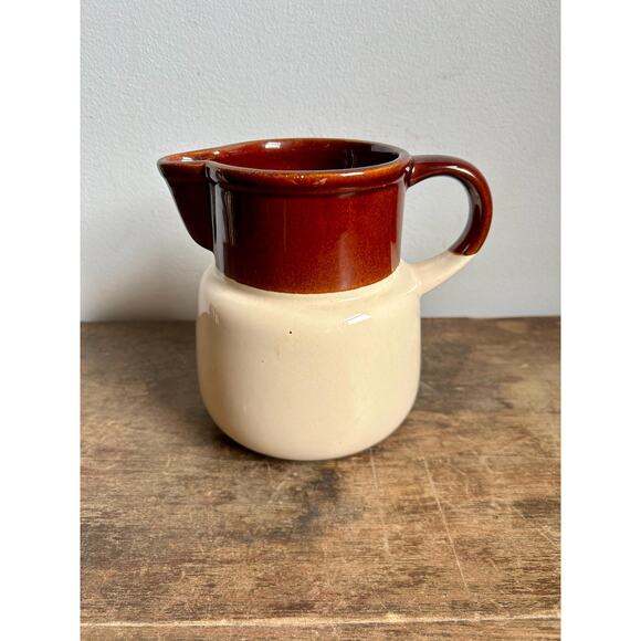 Vintage Two Tone Farmhouse Style Pitcher | McCoy Pottery | Brown and Cream - Picture 3 of 6